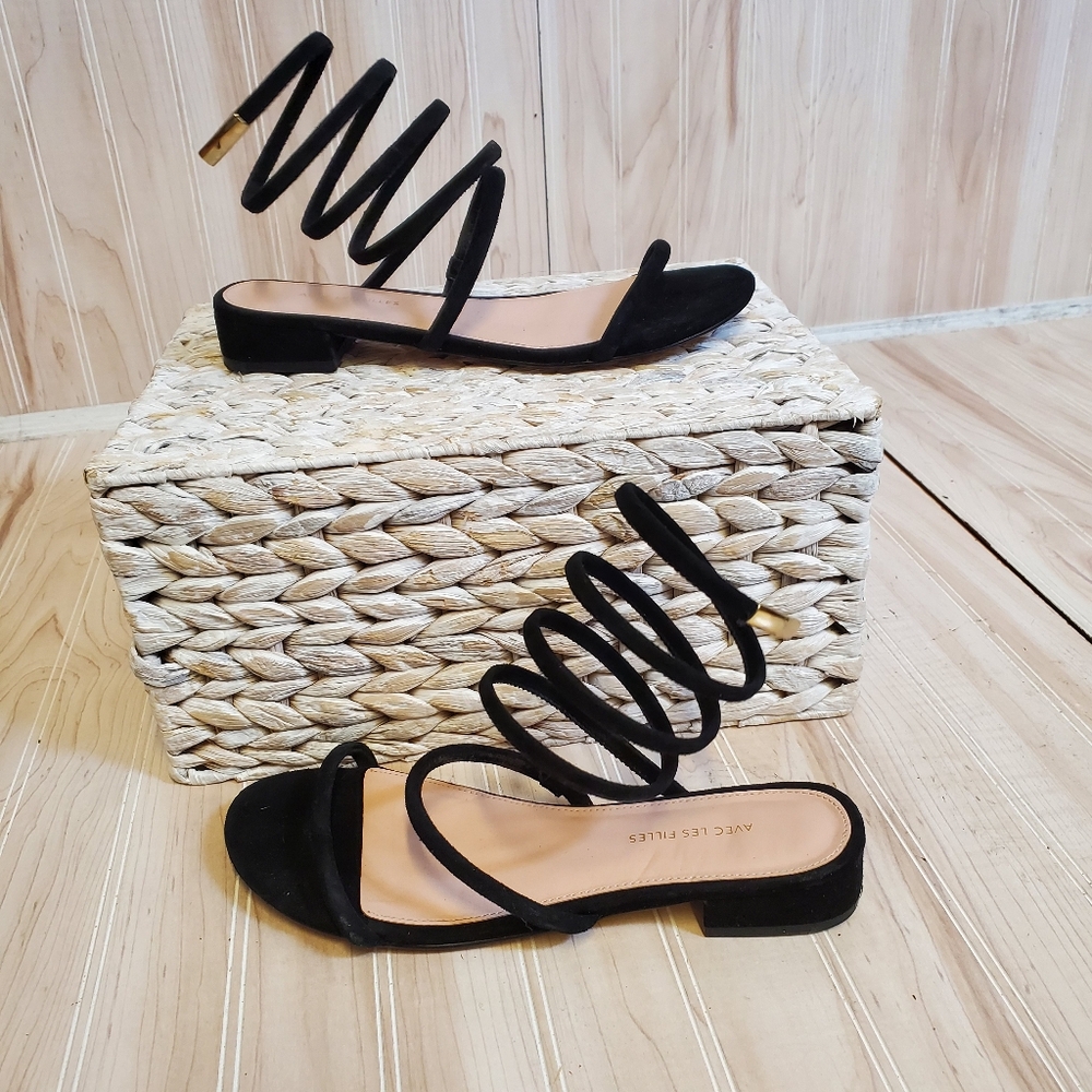 Avec Les Filles Caila Whimsigoth Festival Size 6.5 Black Suede Gladiator Sandal